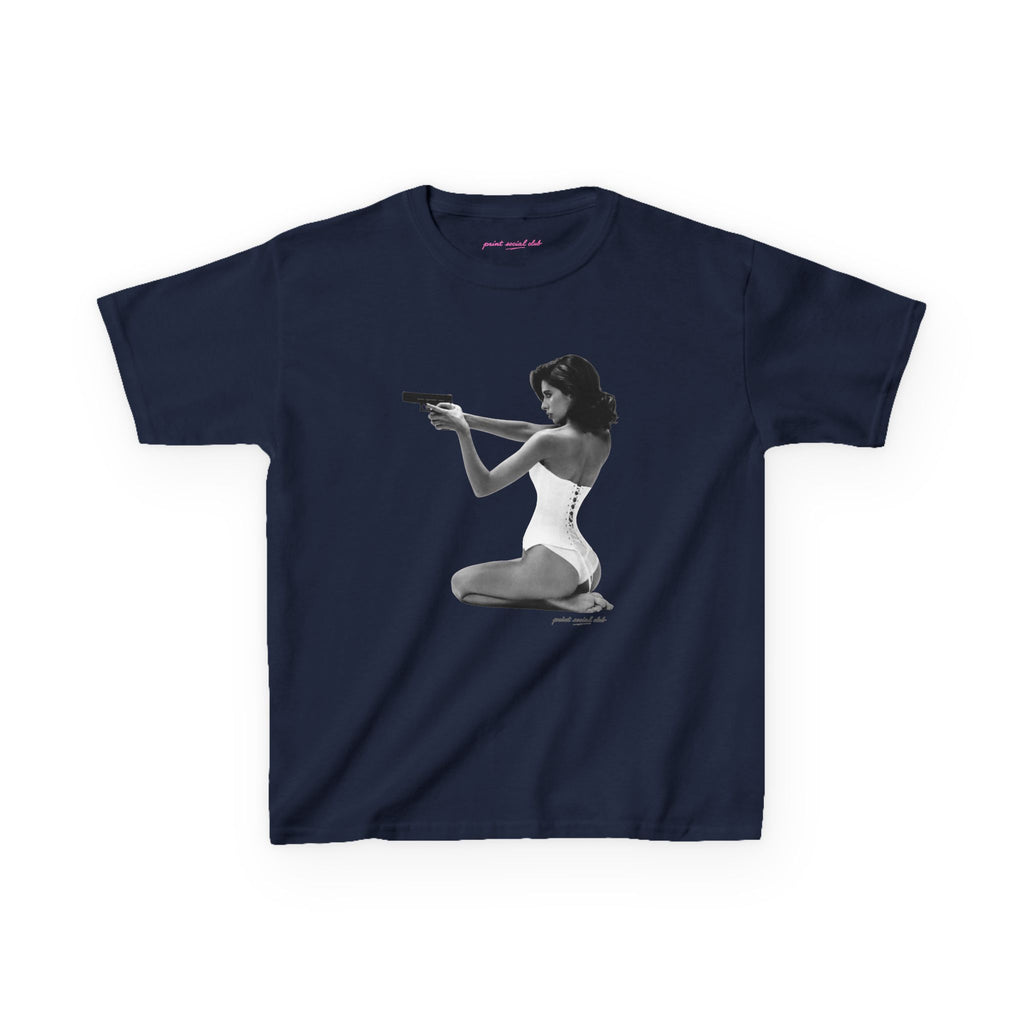 Hands-Up Baby Tee in Navy, front