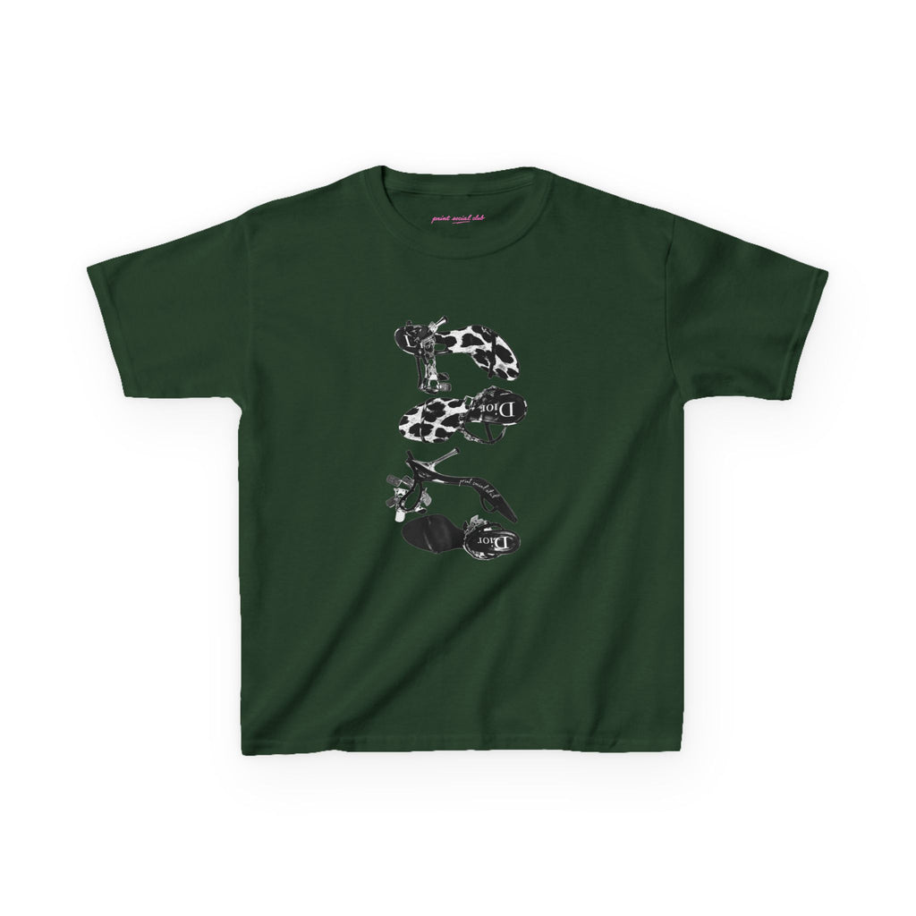 Heels Baby Tee in Forest Green, front