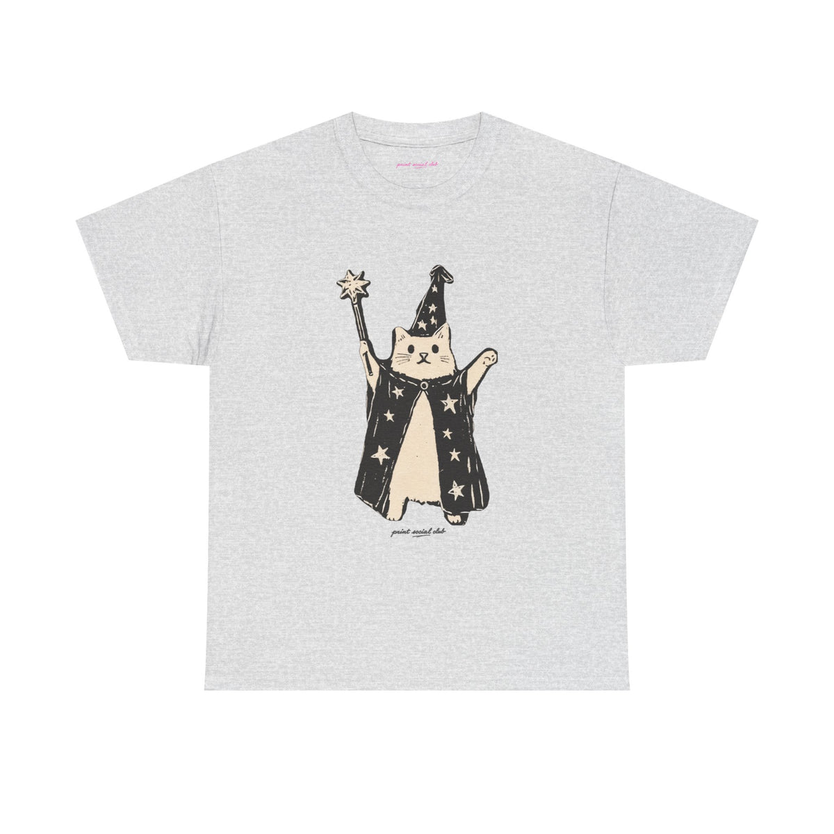 Wizard Cat Classic Tee in Ash, front