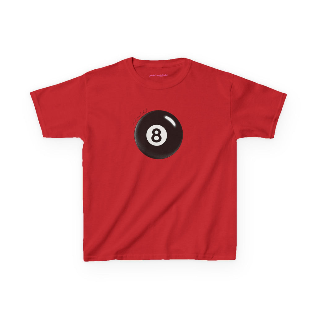 Lucky 8 baby tee in Red, front