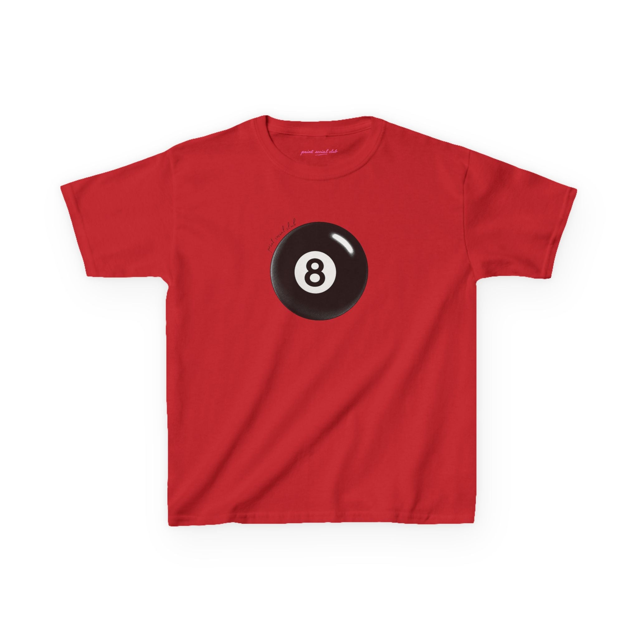 Lucky 8 baby tee in Red, front