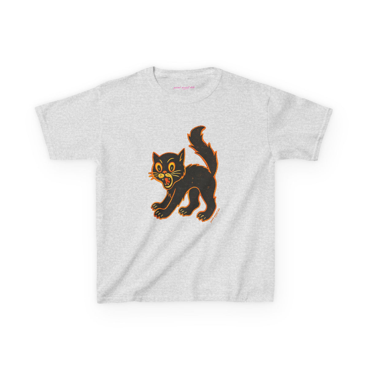 Black Cat Baby Tee in Ash, front