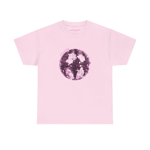 Disco Ball Classic Tee in Light Pink, front