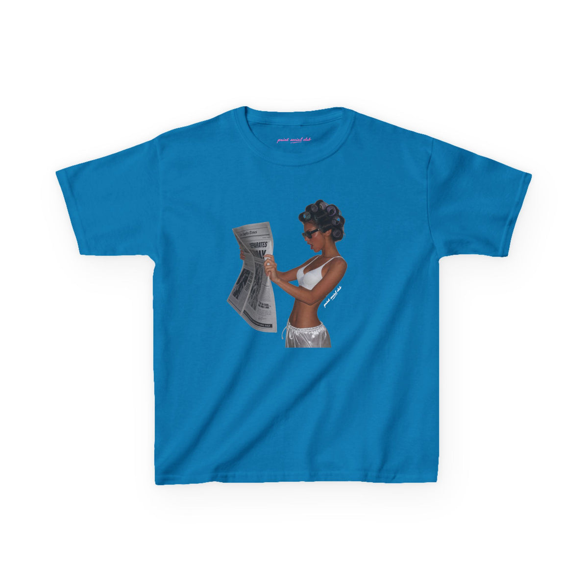 News Baby Tee in Sapphire, front