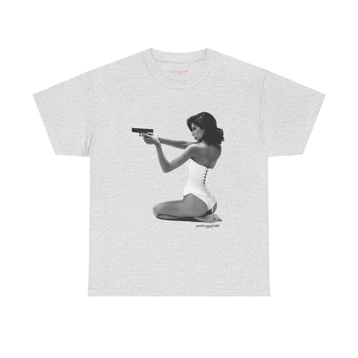 Hands-Up Classic Tee in Ash, front