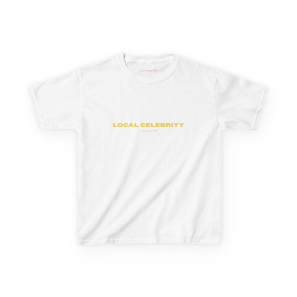 Local Celebrity Baby Tee in White, front
