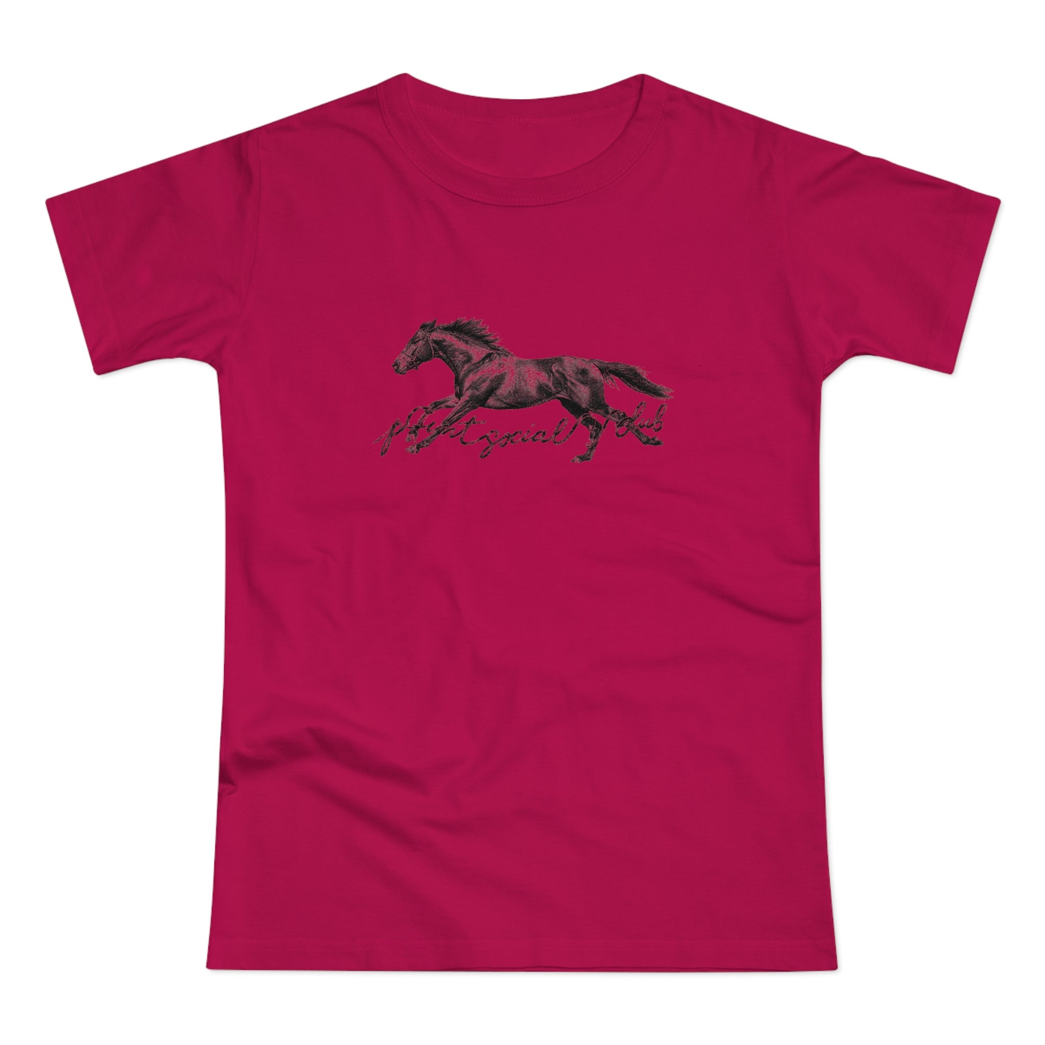 The Horse print on sorbet women's fitted tee, front view