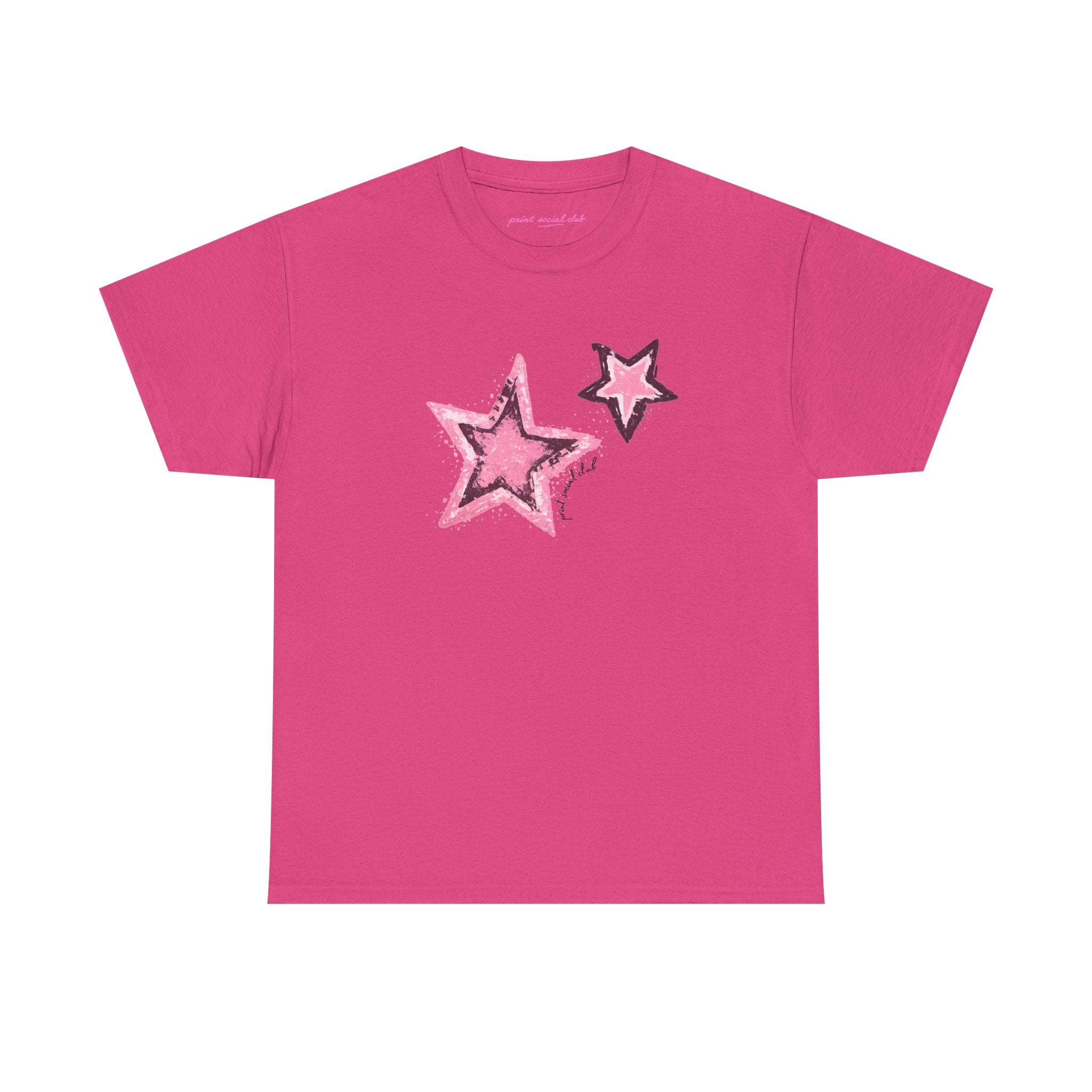 Shooting Stars Pink Classic Tee in Heliconia, front