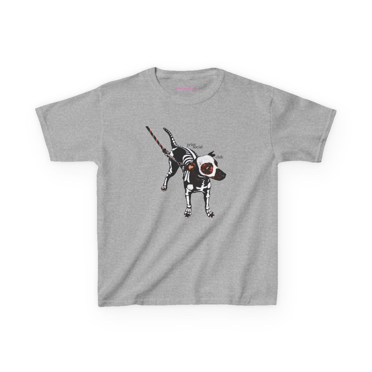 Skeleton Dog Baby Tee in Sport Grey, front