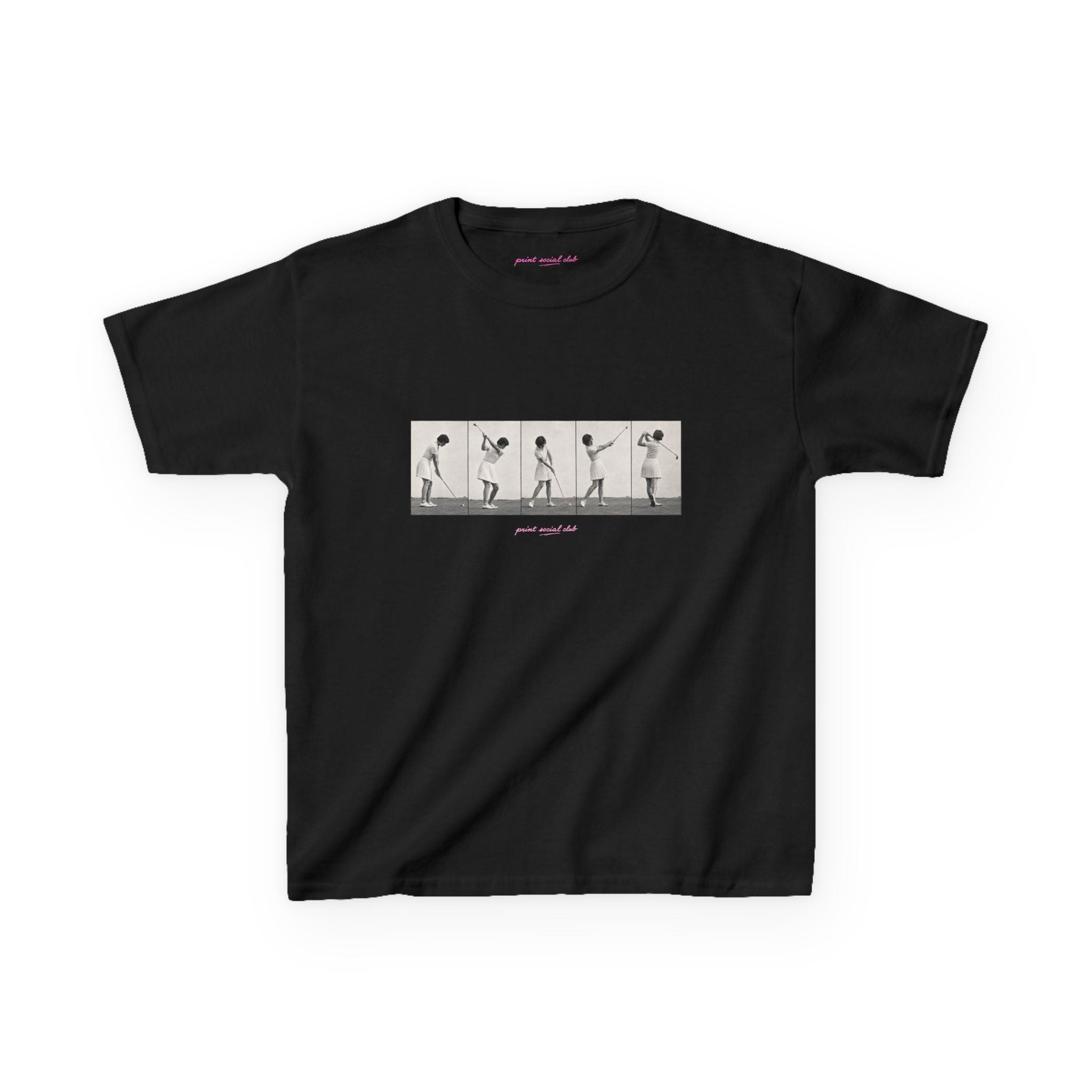 PSC Golf Club Baby Tee in Black, front