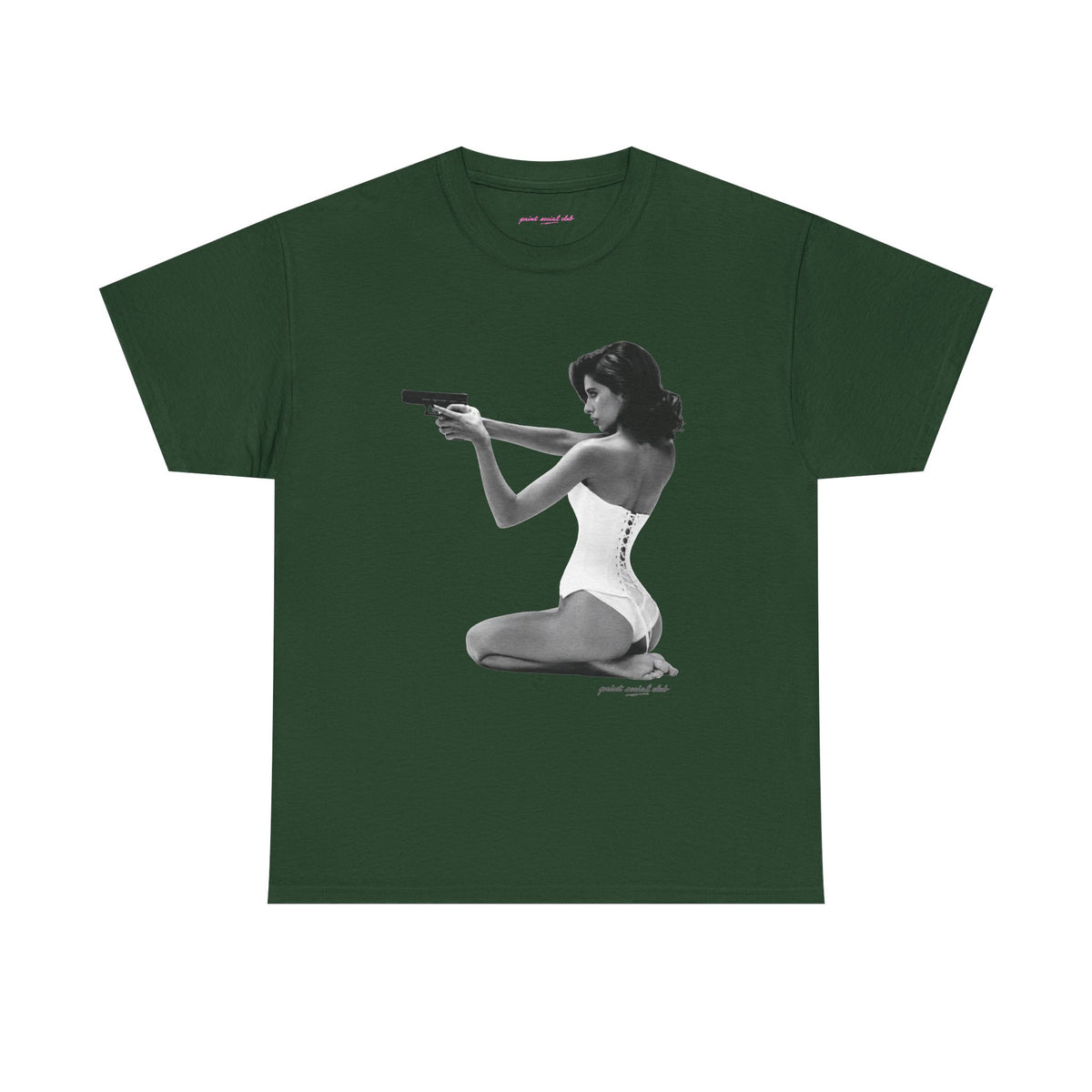 Hands-Up Classic Tee in Forest Green, front
