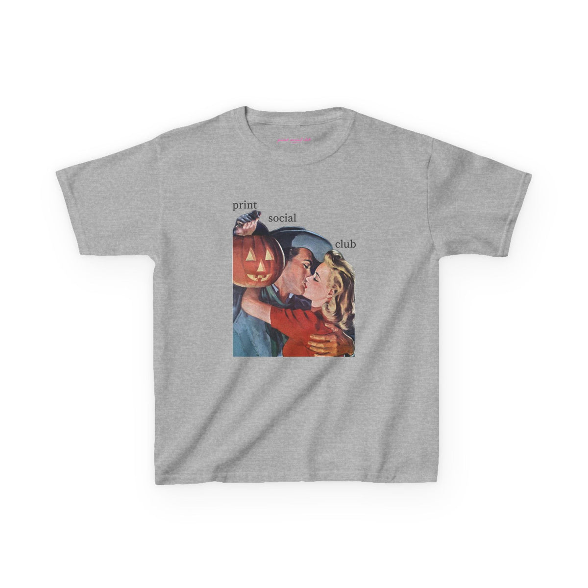 Pumpkin Kiss Baby Tee in Sport Grey, front
