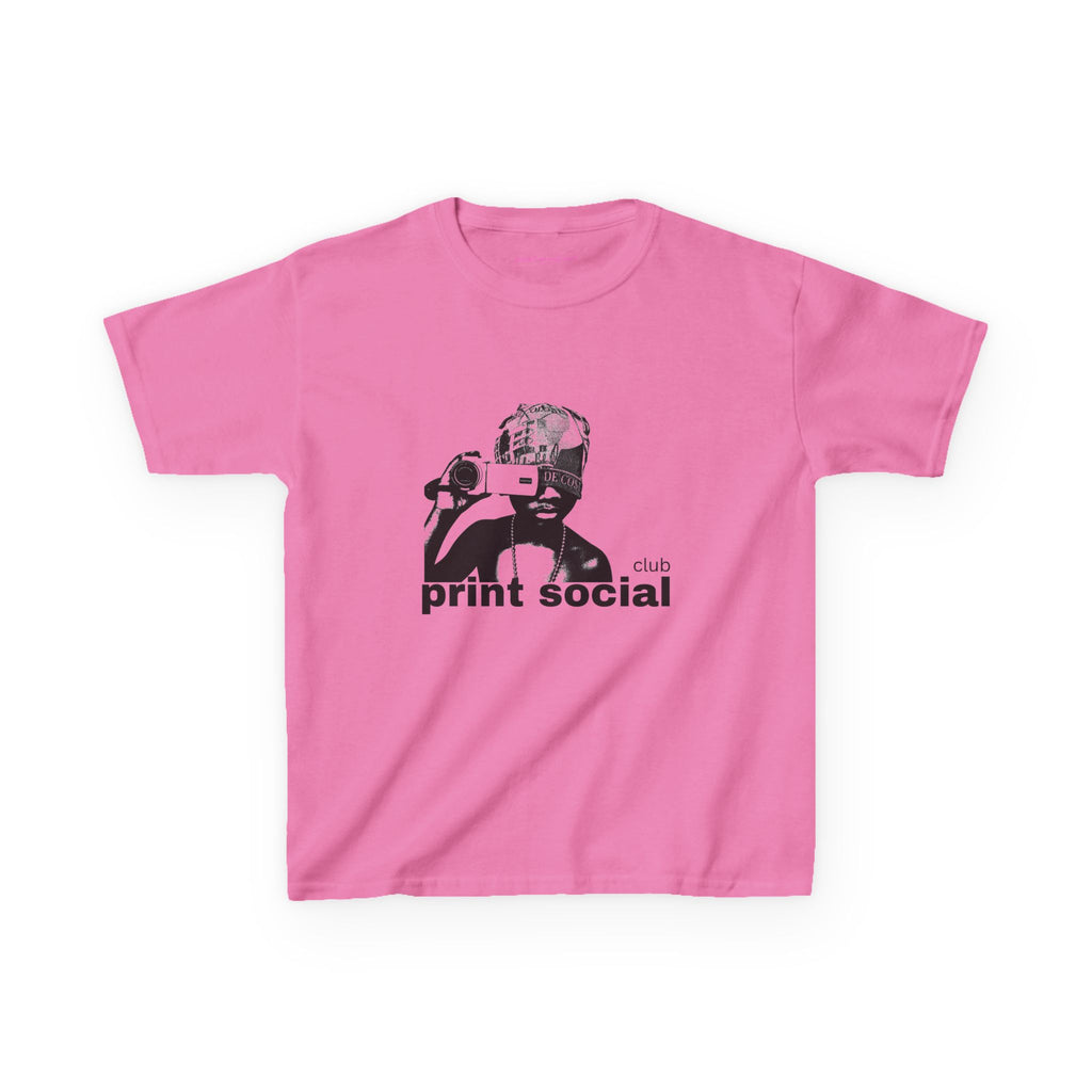 Camera Kid Baby Tee in Azalea, front