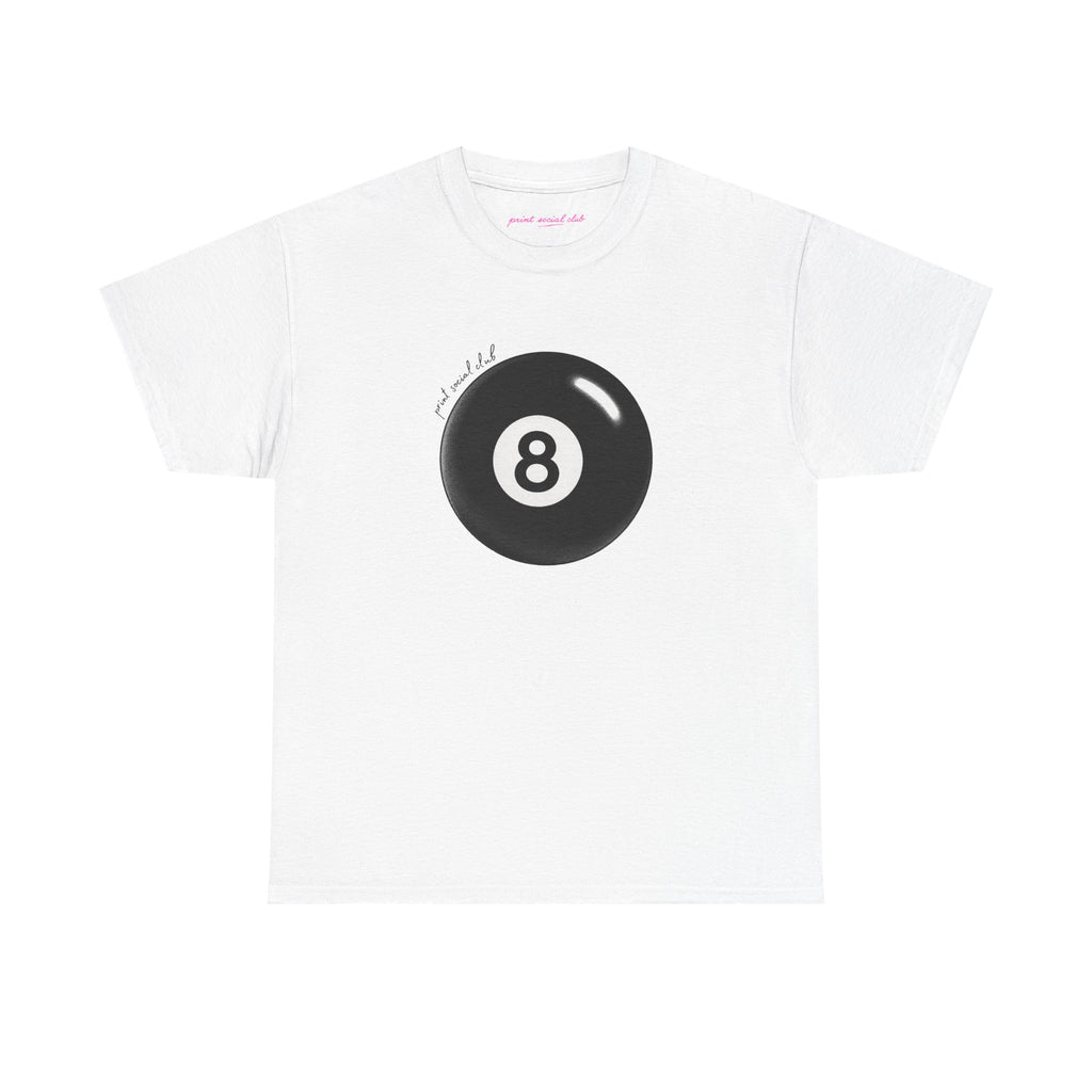 Lucky 8 Classic Tee in White, front