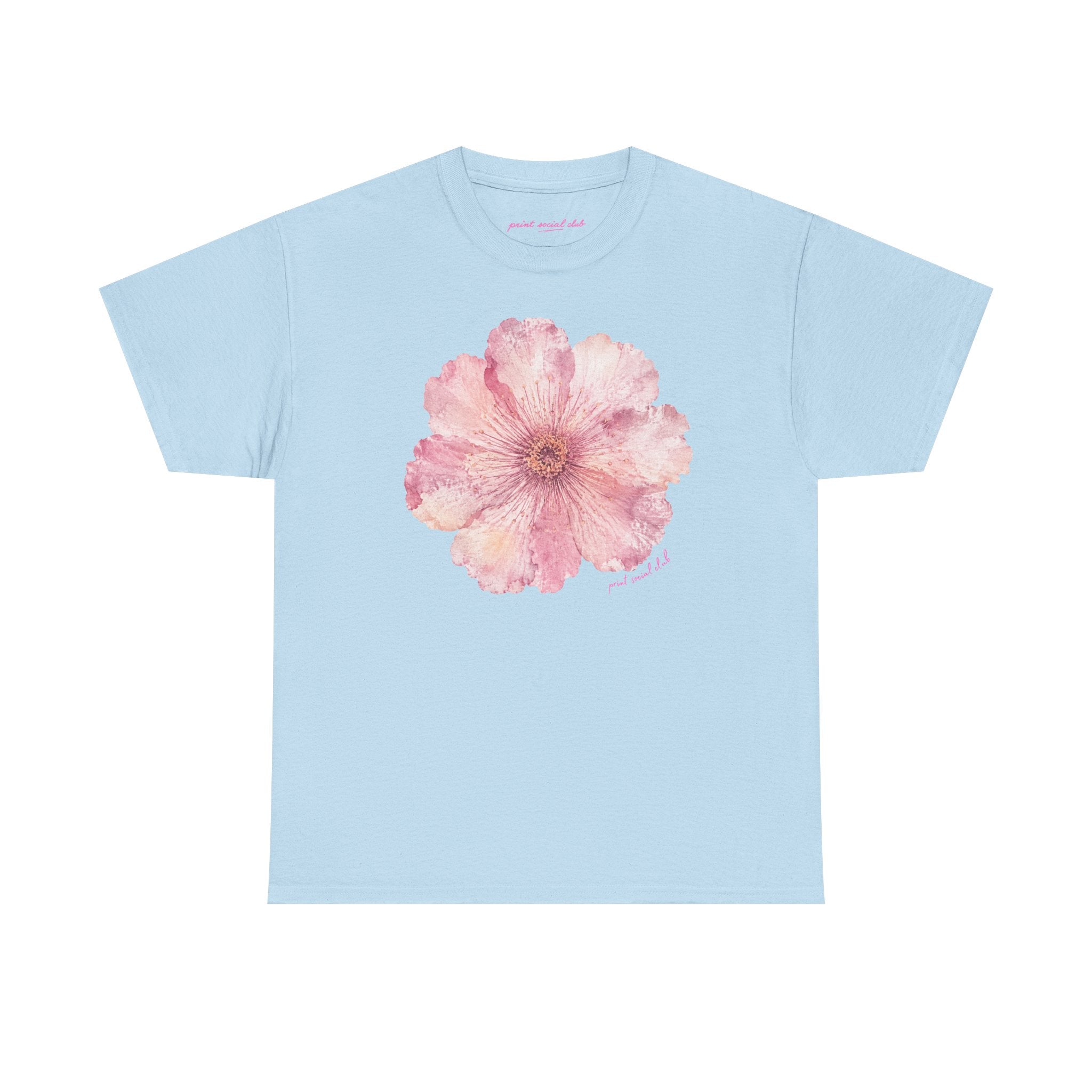 He Sent Flowers Classic Tee in Light Blue, front