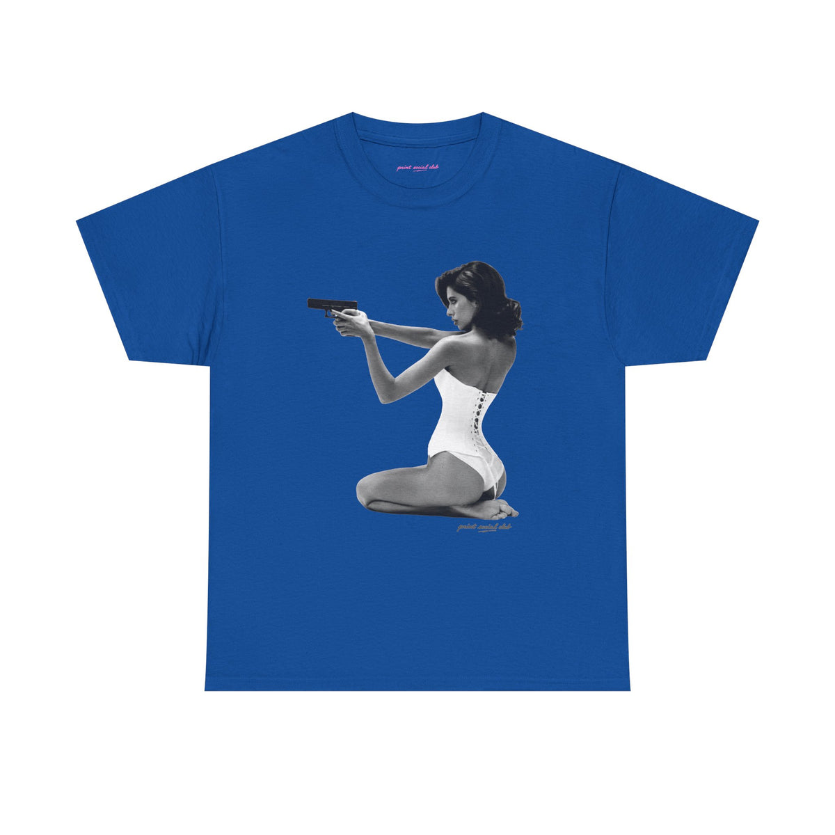 Hands-Up Classic Tee in Royal, front