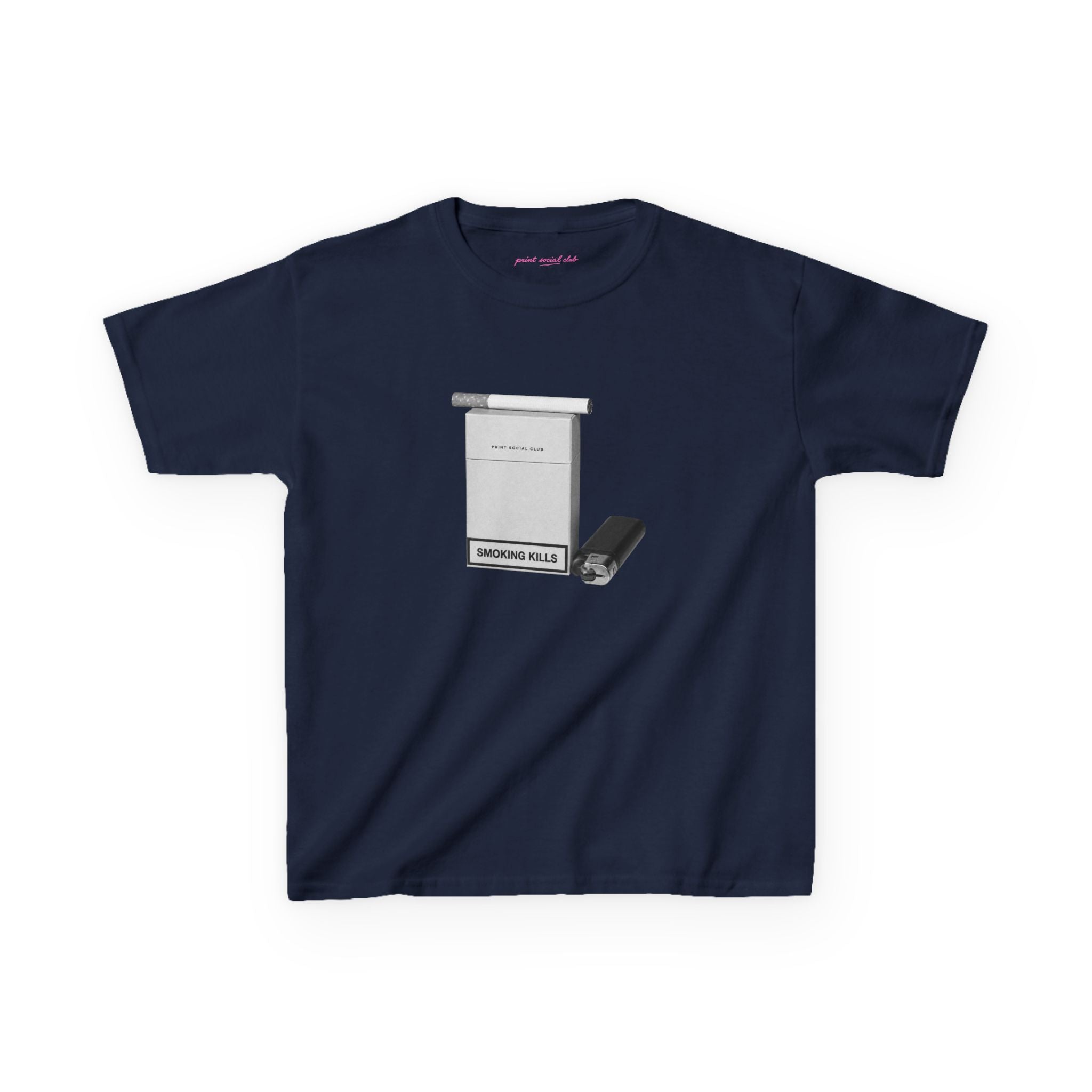 Smoking Kills Baby Tee in Navy, front