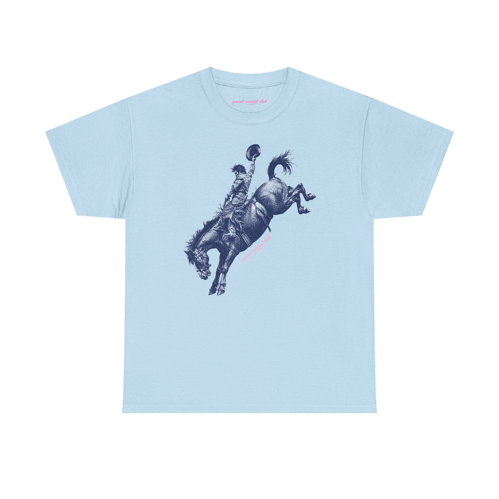 Yeehaw! Classic Tee in Light Blue, front