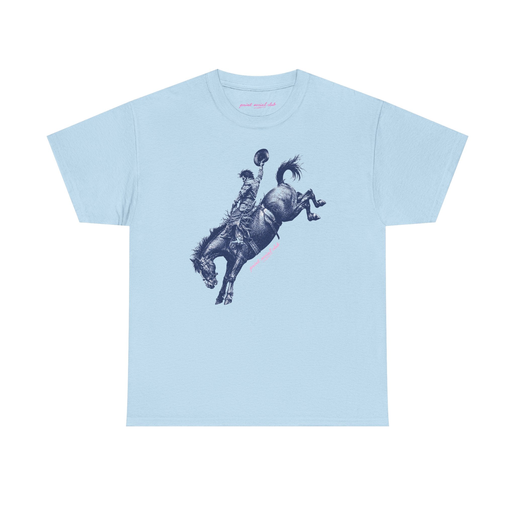 Yeehaw! Classic Tee in Light Blue, front