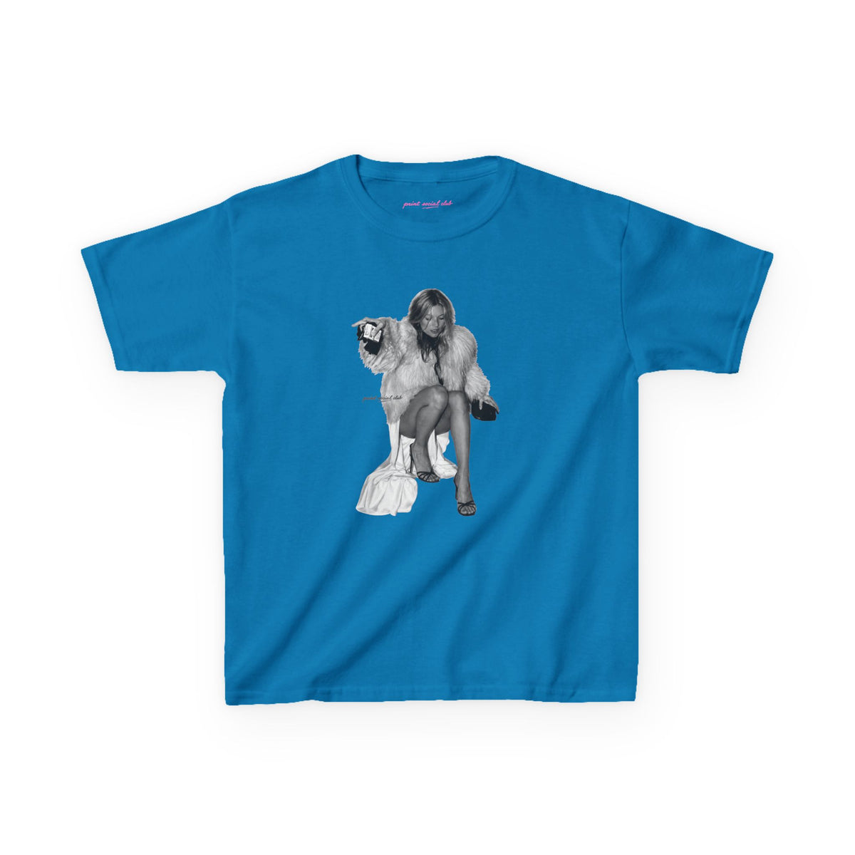 Moss Baby Tee in Sapphire, front