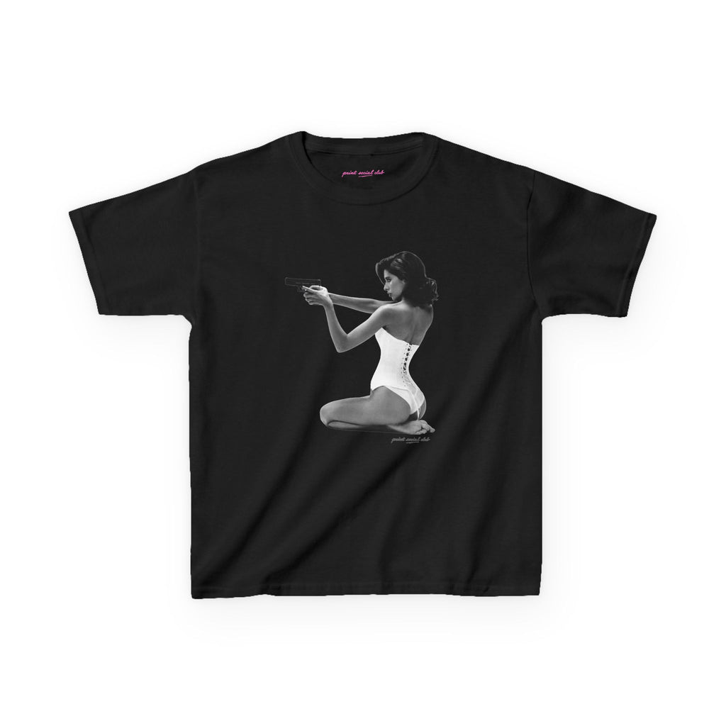 Hands-Up Baby Tee in Black, front