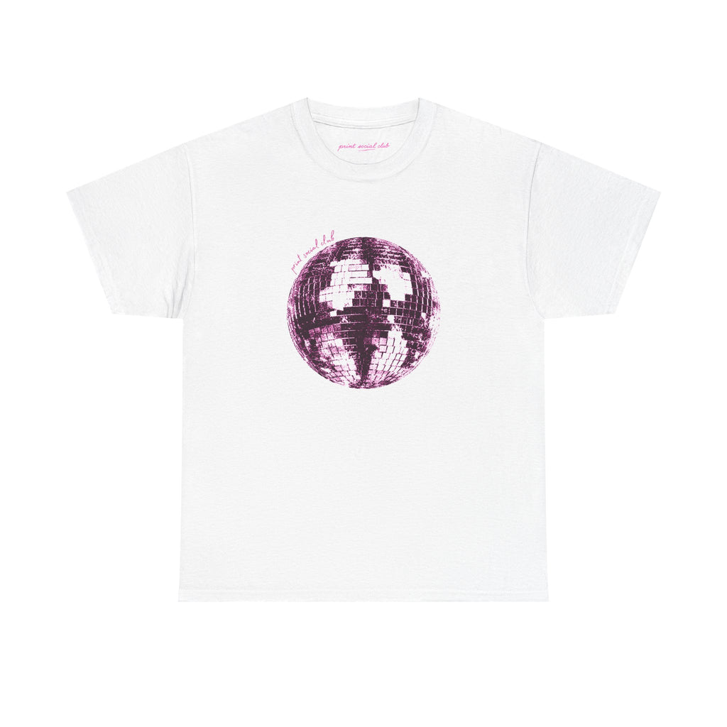 Disco Ball Classic Tee in White, front