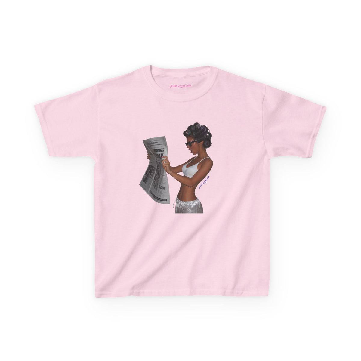 News Baby Tee in Light Pink, front