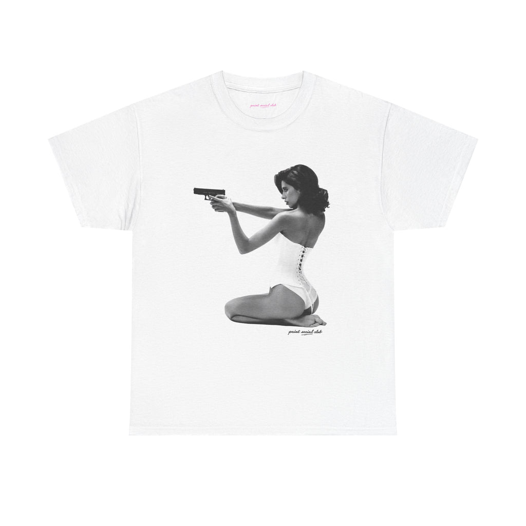 Hands-Up Classic Tee in White, front