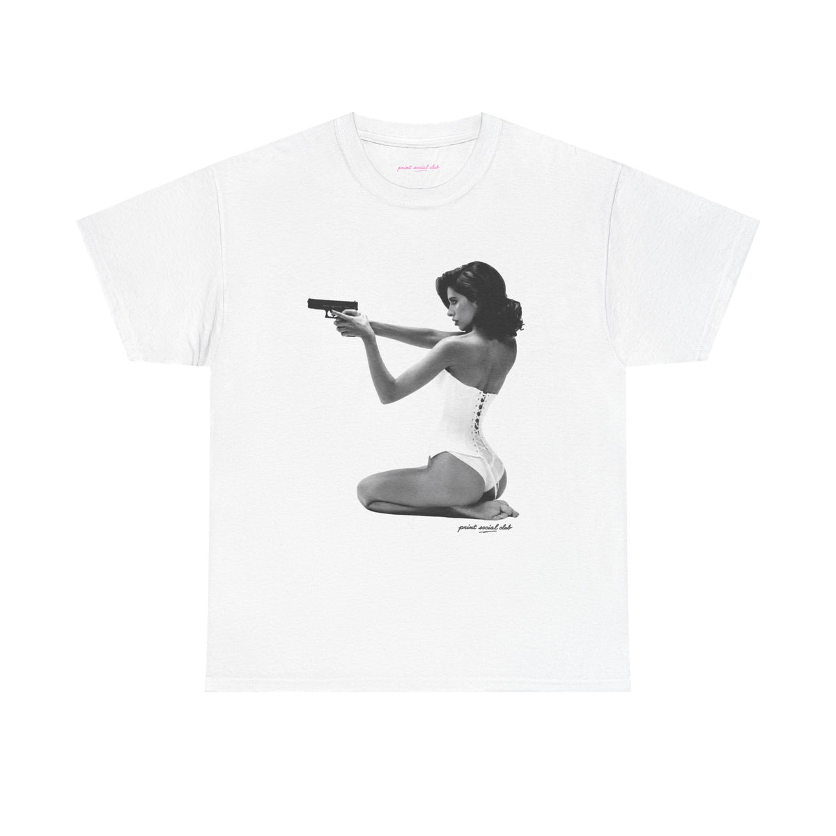Hands-Up Classic Tee in White, front