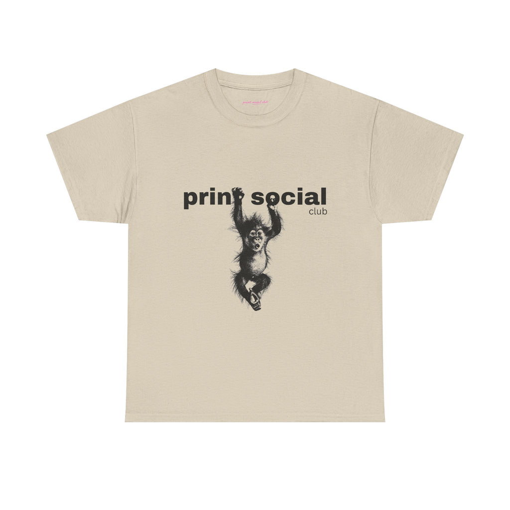 Save Wild Monkeys Classic Tee in Sand, front