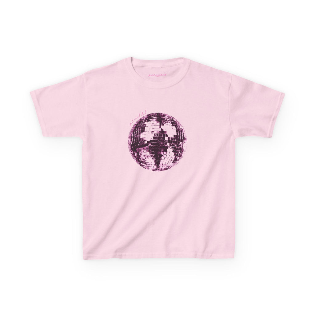 Disco Ball Baby Tee in Light Pink, front
