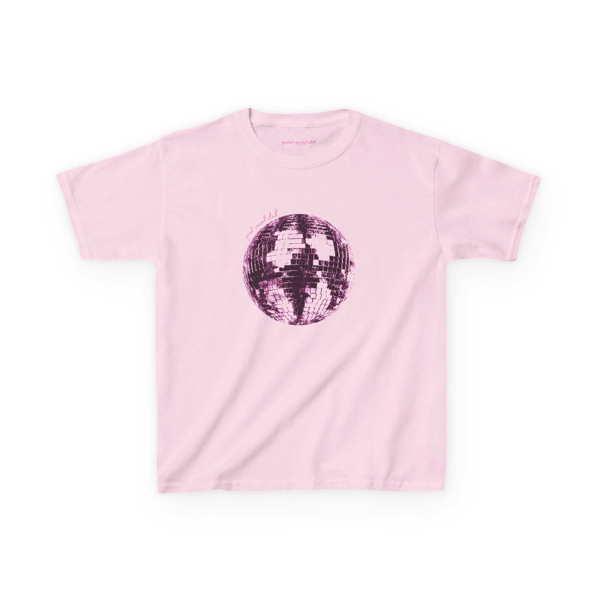 Disco Ball Baby Tee in Light Pink, front