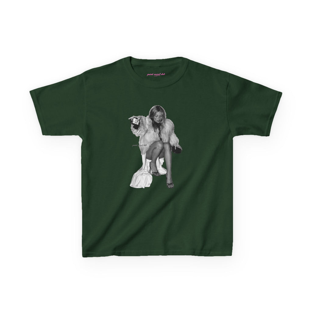 Moss Baby Tee in Forest Green, front