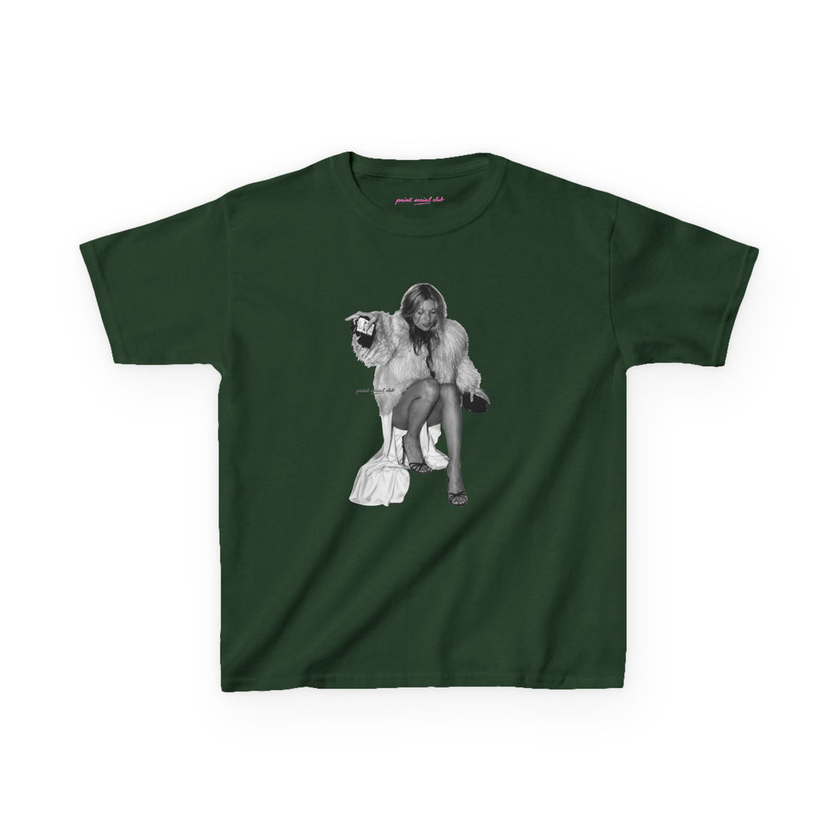 Moss Baby Tee in Forest Green, front