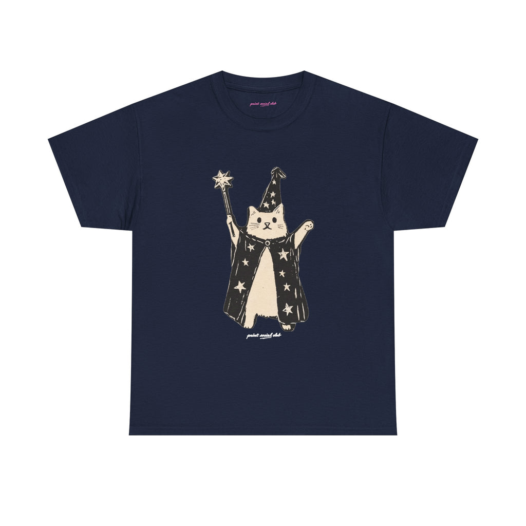 Wizard Cat Classic Tee in Navy, front