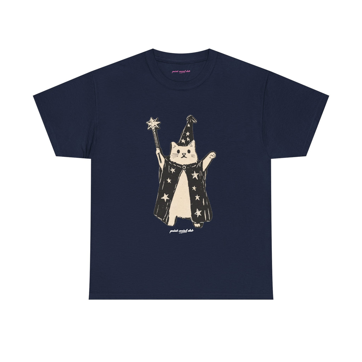 Wizard Cat Classic Tee in Navy, front
