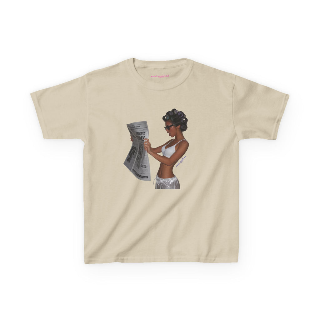 News Baby Tee in Sand, front