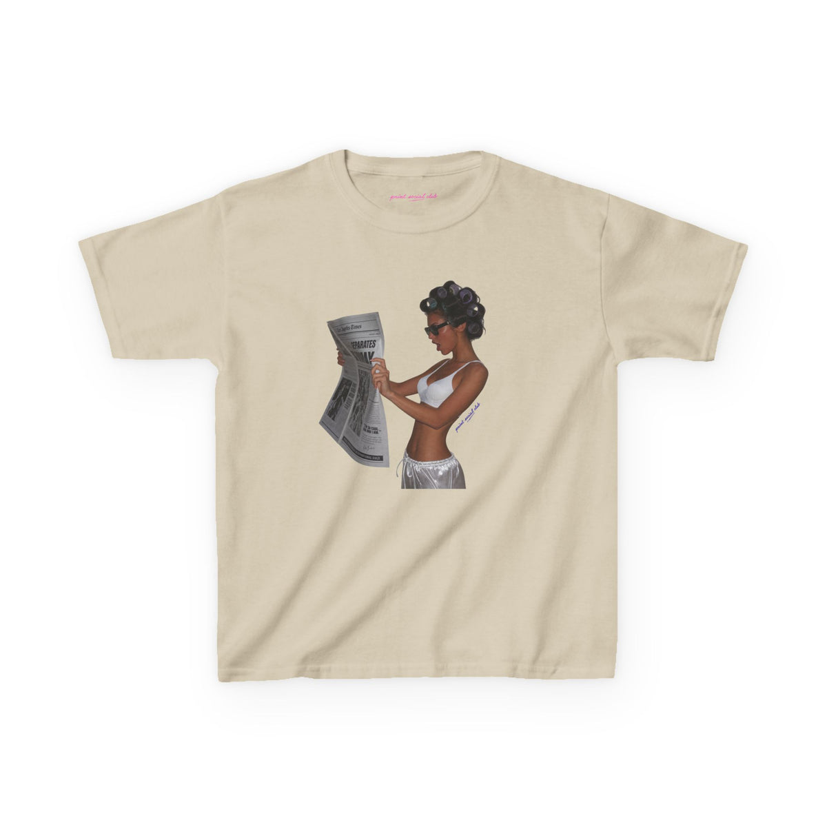 News Baby Tee in Sand, front