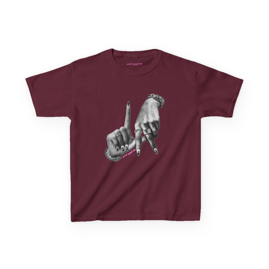 LA Baby Tee in Maroon, front