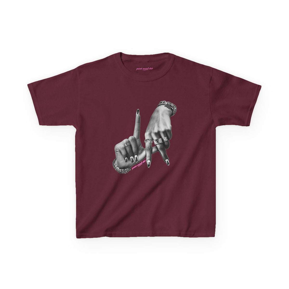 LA Baby Tee in Maroon, front