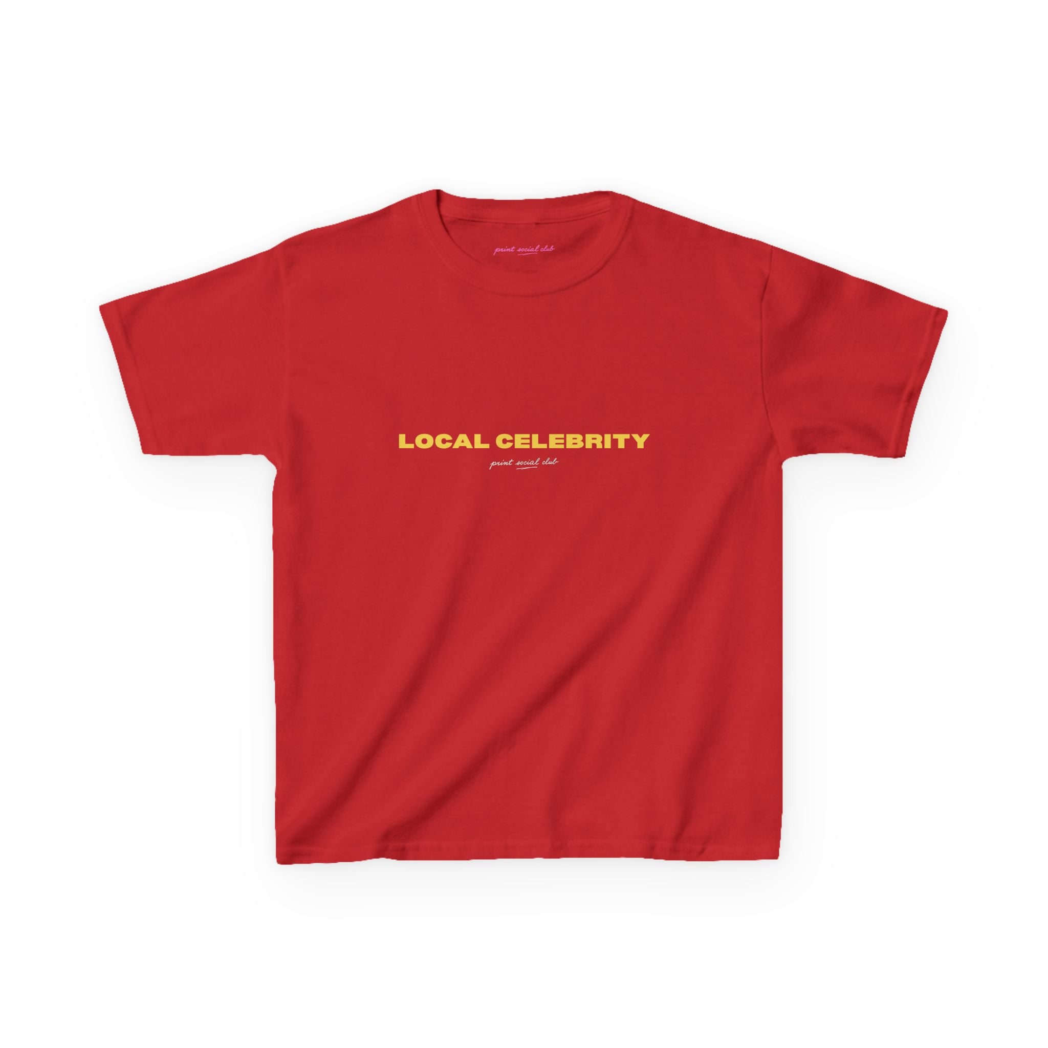 Local Celebrity Baby Tee in Red, front