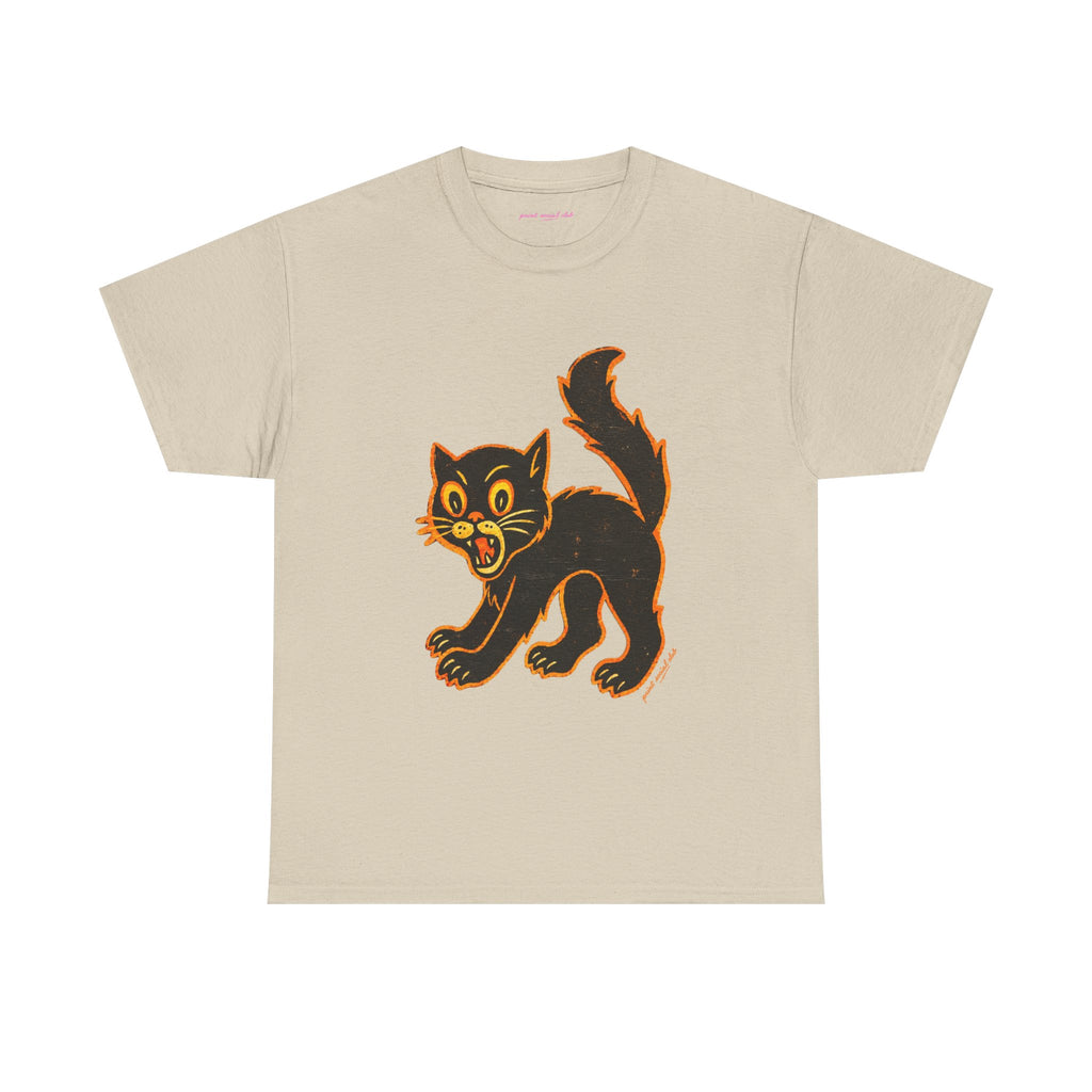 Black Cat Classic Tee in Sand, front