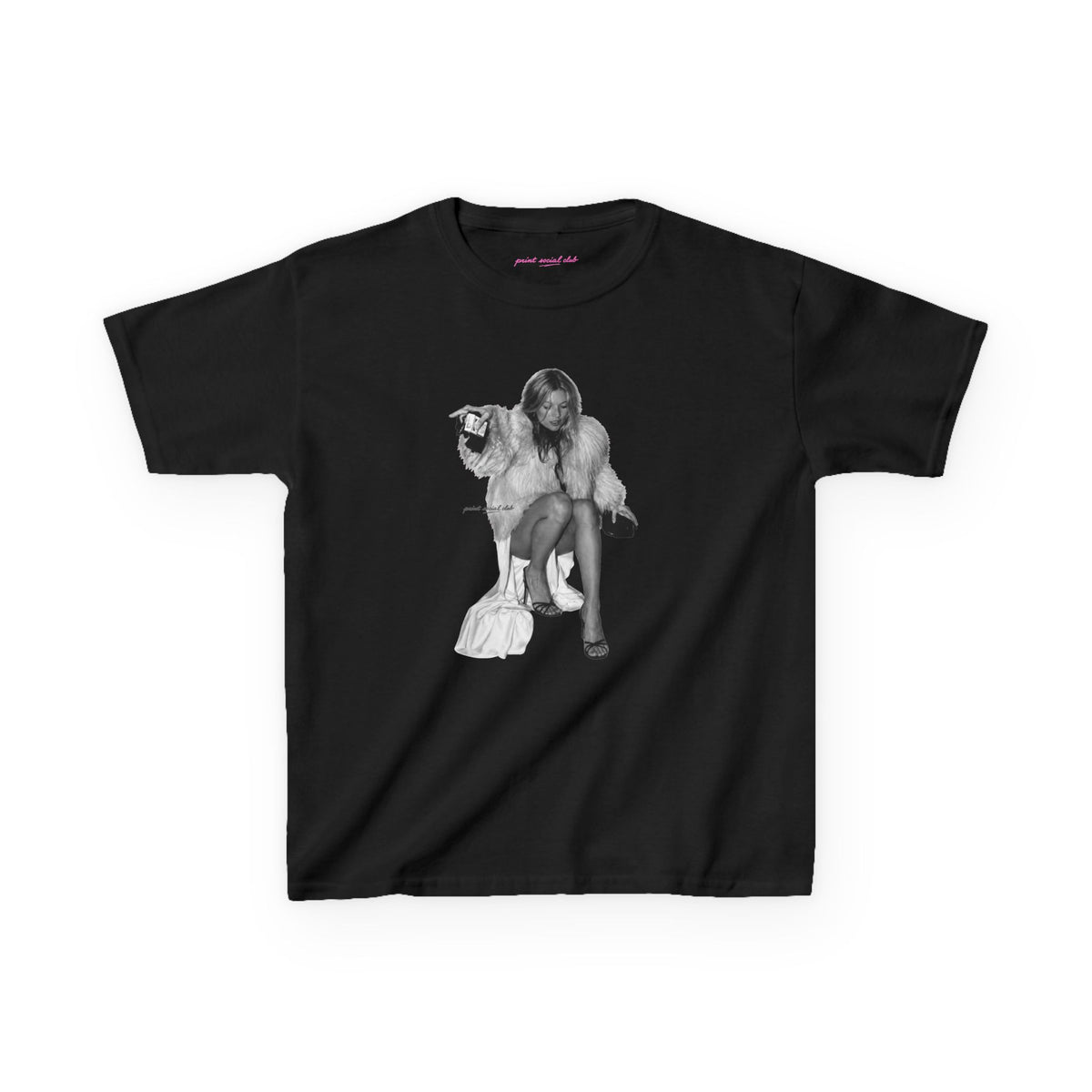 Moss Baby Tee in Black, front