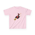 Flying Witch Baby Tee in Light Pink, front