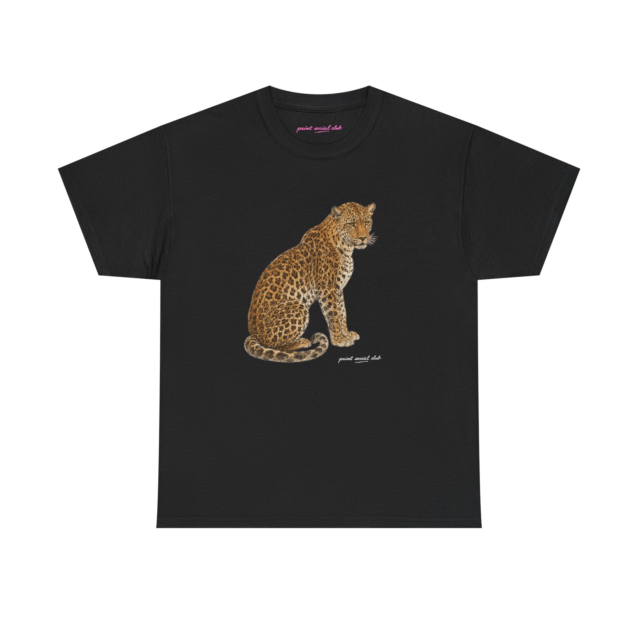 Watercolor Leopard Classic Tee in Black, front
