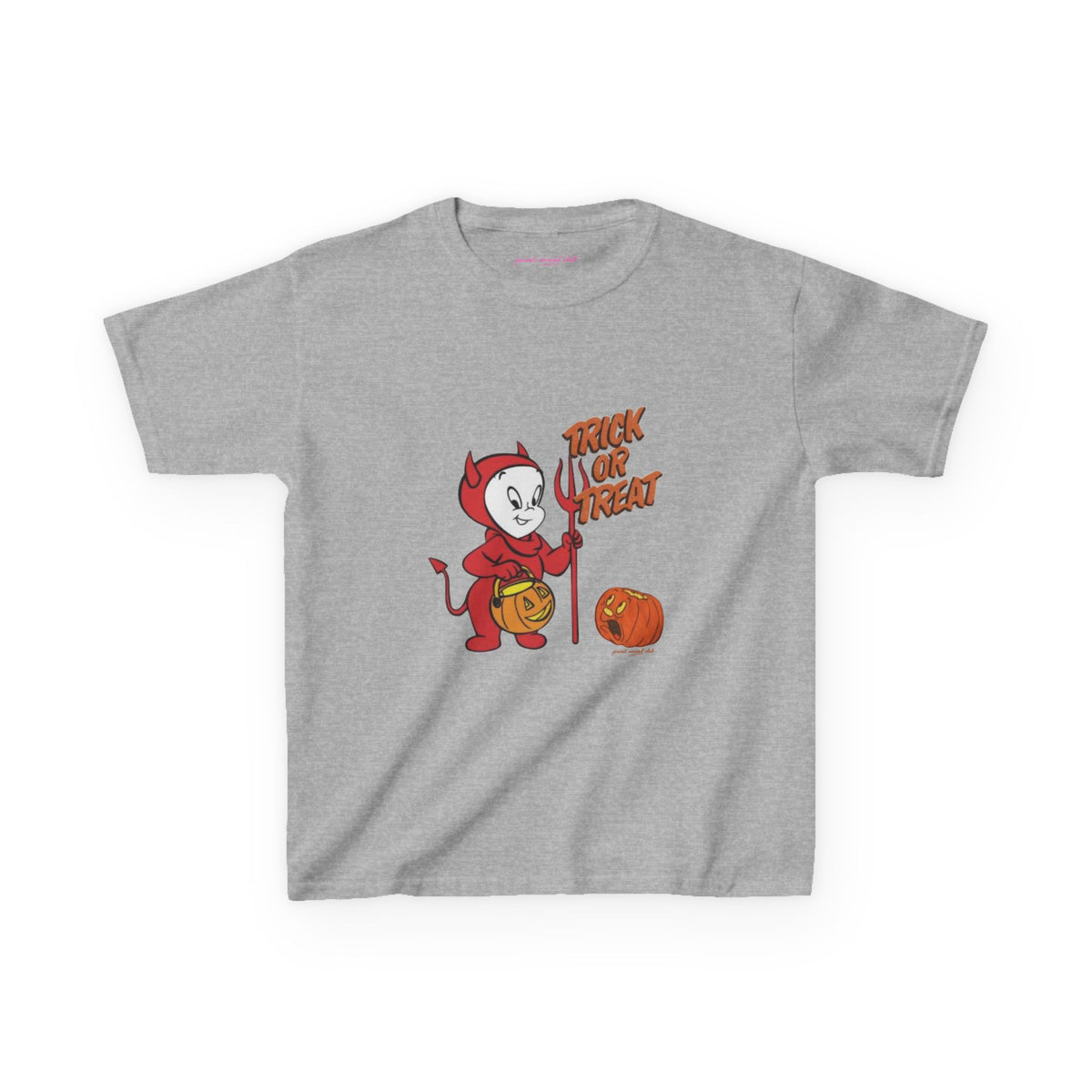 Little Devil Baby Tee in Sport Grey, front