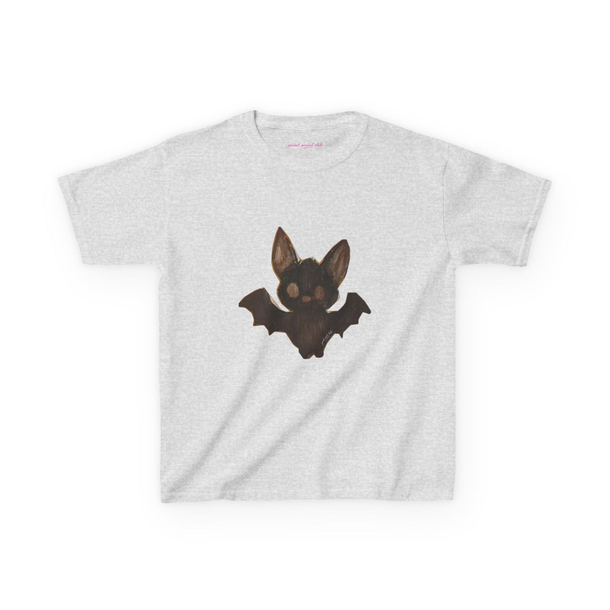 Little Bat Baby Tee in Ash, front