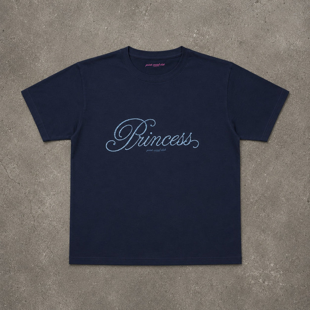 Blue Princess Baby Tee flat lay