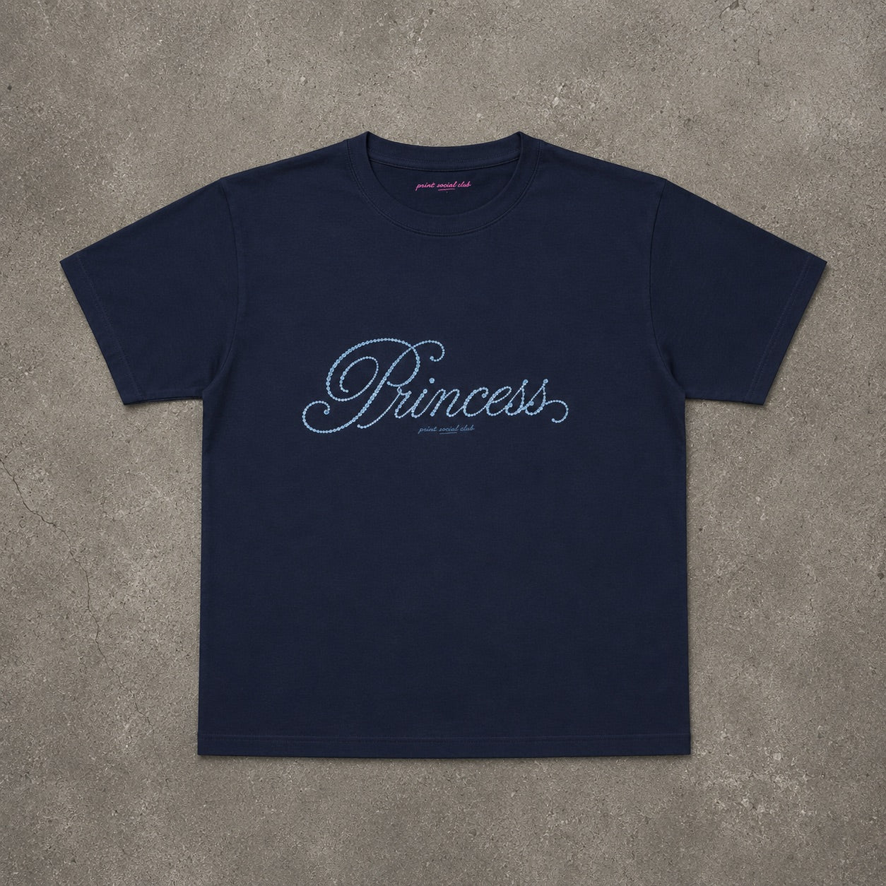 Blue Princess Baby Tee flat lay