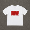 DIVA! Baby Tee in White, flat lay